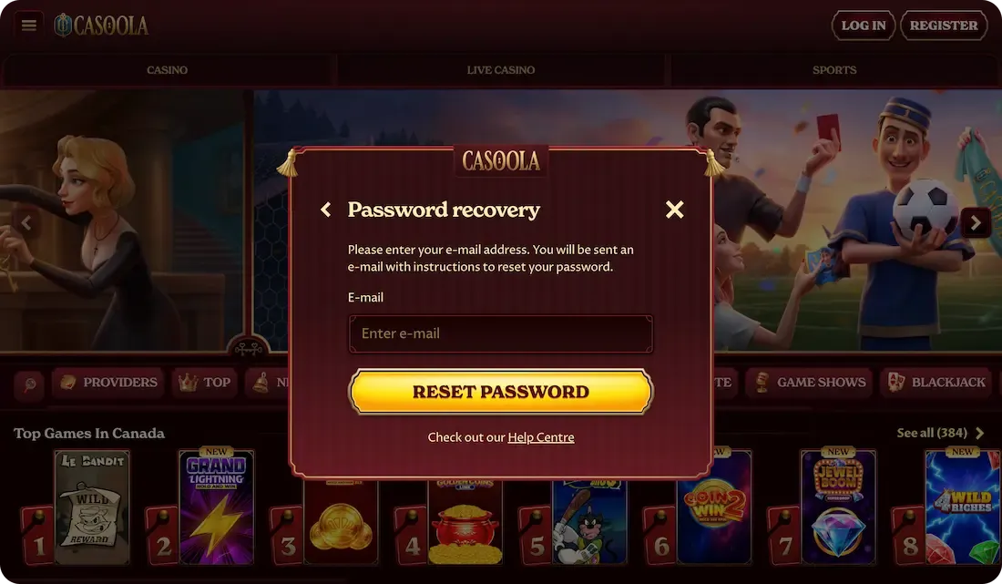 casoola casino forget password